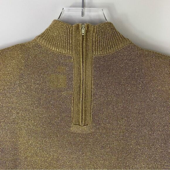 Drapers and Damon’s Short Sleeve Mock Turtle Gold Knit Top Petite Medium - Picture 7 of 11